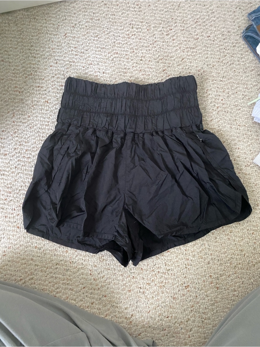 FP Movement Women's High-Waist Black Smocked Shorts